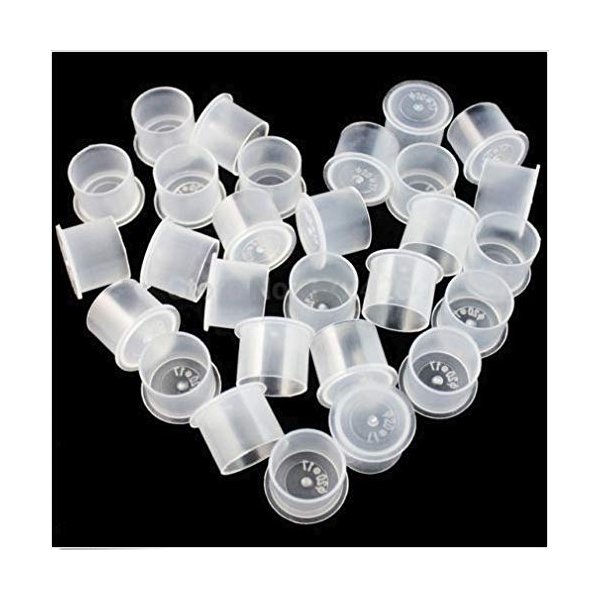 500pcs #16 Medium Self Standing Ink Cups Clear Plastic Tattoo Pigment Color Holder Caps