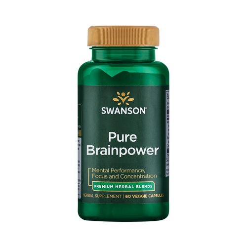 Swanson Pure Brainpower Brain Health Cognitive Memory Focus Support Brain-Derived Neurotrophic Factor (BDNF) Herbal Supplement (Ginkgo Biloba, Bacopa Monnieri) 60 Veggie Capsules (Veg Caps) Vegan
