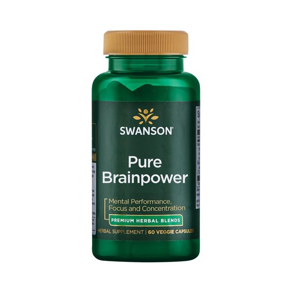 Swanson Pure Brainpower Brain Health Cognitive Memory Focus Support Brain-Derived Neurotrophic Factor (BDNF) Herbal Supplement (Ginkgo Biloba, Bacopa Monnieri) 60 Veggie Capsules (Veg Caps) Vegan