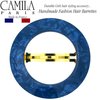 Camila Paris CP3257 French Hair Barrette Clip for Girls, Round Handmade Blue, Strong Hold Grip Hair Clips for Women, No Slip and Durable Styling Girls Hair Accessories, Made in France