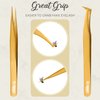 Obiko Eyelash Extension Tweezers Set 2 Piece Golden Straight And Curved Lash Tweezer Set For Women,Ideal For Precise Application And Correction