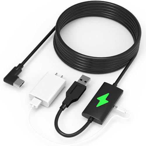 Kuject Design 16FT Link Cable for Quest 2 and Quest Pro, with Separate Charging Port for Ultra-Durable Power, USB 3.0 Type A to C Cable for VR Headset Accessories and Gaming PC