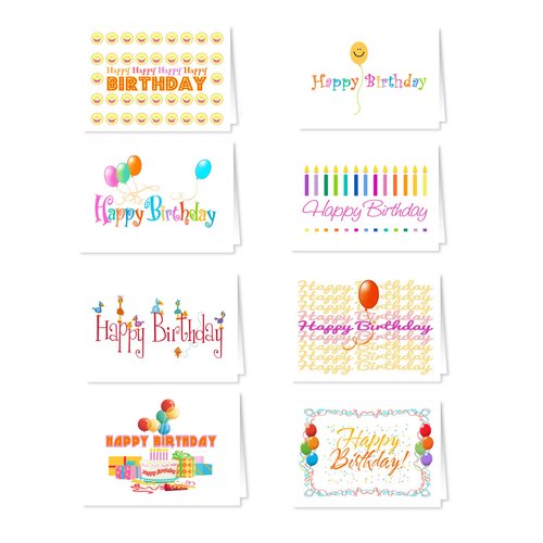 18 Assorted Birthday Cards - Blank Happy Birthday Cards - Boxed Set