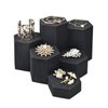 MOOCA Wooden 6 Pcs Hexagon Risers for Display Jewelry and Accessories Display Stand, Wooden Display Risers, Wood Jewelry Risers Wood Figurine Display Risers, Black Color