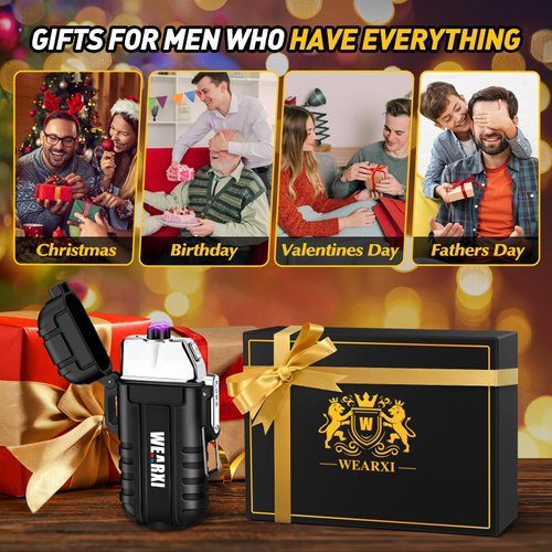 WEARXI Gifts for Men Electric Lighters, Valentines Day Gifts for Him Boyfriend/Husband, Mens Gifts for Him/Dad, Birthday Gifts for Men Who Have Everything, Cool Gadgets for Men, Camping Essentials