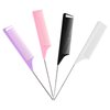 Jurrissa Metal Rat Tail Combs Set for Parting,Fine Tooth Teasing Comb with Metal Pin Tail for Styling and Hair Cutting-4 Pack Parting Combs for Braiding Hair,Steel Pin Tail Teasing Combs