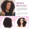 WIGER 15 inch Short Bob Lace Front Wigs Middle Part Wigs Curly T Part Wigs Ombre Afro Kinky Curly Wigs Synthetic Curly Wig For Black Women(1B/99J)