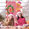 Pink Christmas Door Cover Gingerbread Door Banner Decorations Gingerbread Man Christmas Wreath Front Door Cover Peppermint Candy Cane for Xmas New Year Holiday Candy Party Cute House Supplies Decor