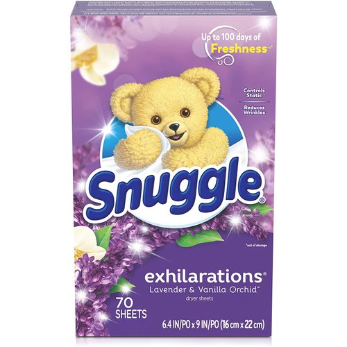 Snuggle Exhilarations Fabric Softener Dryer Sheets, Lavender and Vanilla Orchid, 70 Count (Pack Of 3)
