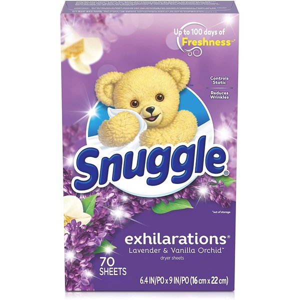 Snuggle Exhilarations Fabric Softener Dryer Sheets, Lavender and Vanilla Orchid, 70 Count (Pack Of 3)