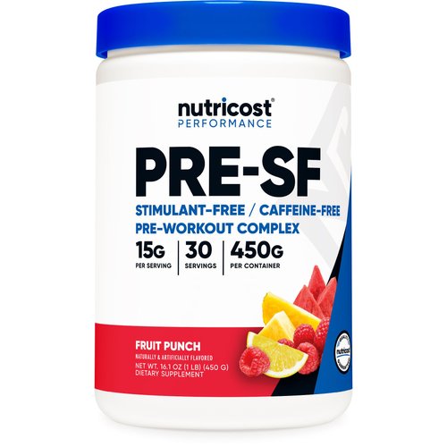 Nutricost Stim-Free Pre-Workout Powder Fruit Punch 30 Servings - Gluten Free, Non-GMO