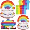 100 Pcs Rainbow Party Supplies Include 7 Inch Rainbow Party Plates 9 Inch Party Plates Napkins and Tableware Forks Spoons for 20 Guests Birthday Party Decorations(Rainbow Style)
