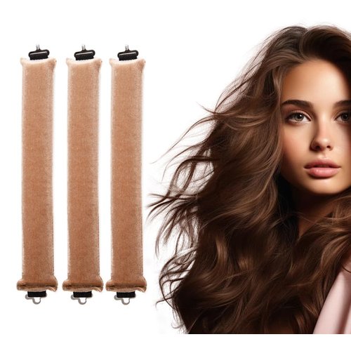 Heatless Hair Curler -Overnight Curler Rod With Hook, Heatless Hair Curler for All Hair Types,Sleeping without heating Hair Curler-Khaki