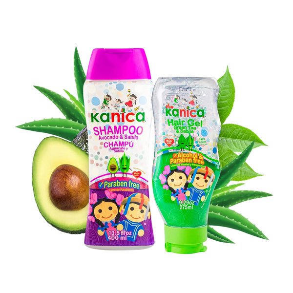 Kanica Aloe Vera & Avocado Hair Care Kit - 13.5oz Shampoo + 9.29oz Alcohol-Free Gel - Nourishing Products for Kids & All Hair Types - Paraben & Cruelty Free & Harsh Chemical-Free