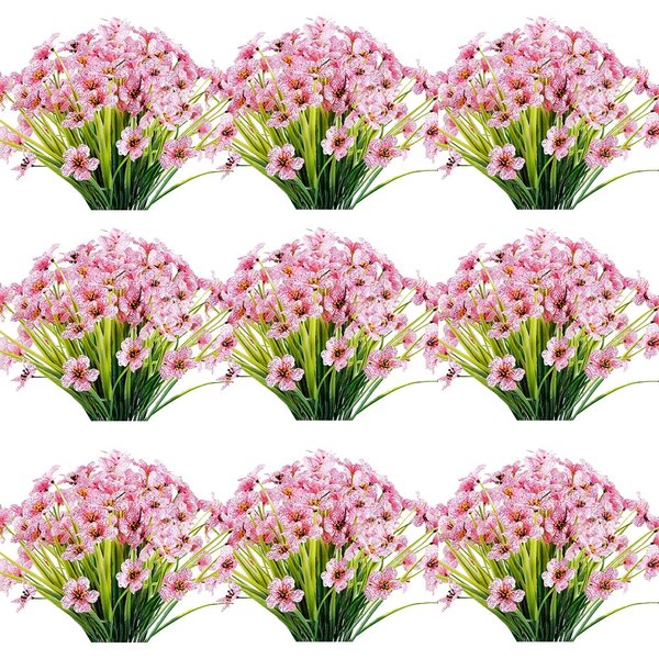 JEMONG 30 Bundles Artificial Flowers Outdoor UV Resistant Fake Flowers No Fade Faux Plastic Plants Garden Porch Window Box Decorating(Pink)