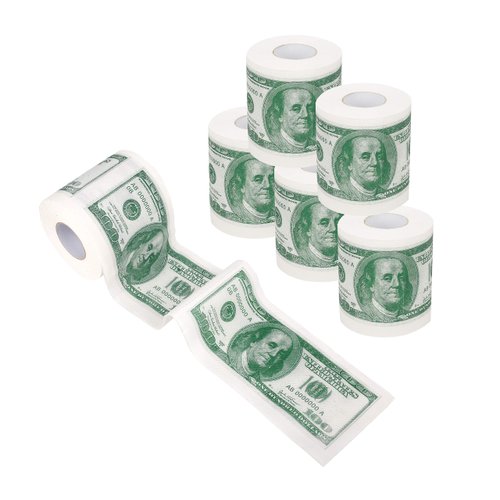 SummitLink 6 Rolls $100 Hundred US Dollar Bill Toilet Paper Tissue Napkin Prank Fun Birthday Party Novelty Gift Idea