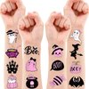 Pink Black Halloween Temporary Tattoos - Baby Shower 80 PCS Boo I'm Two Ghost Witch Hat Themed Stickers for Kids Birthday Party Supplies, Decorations, Favors, and Prizes, Cute Gifts for Boys and Girls