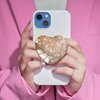 Ksadiye Expandiing Moblile Cell Phone Grip Heart Shape Glass Holder for Smartphones, Cellphone Collapsible Stand（ Rose Gold