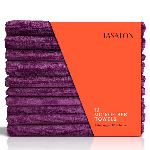 TASALON Microfiber Hair Towel - 10 Pack - Salon Towels - Quick Dry Microfiber Towels - 29 x 16 In...