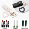 DIYBravo 2 pcs Lipstick Cases Keychain Chapstick Case Holder Lip Balm Sleeves Pouch with Mirror Heart Shaped, Portable Leather Lip Gloss Mini Bags Stocking Stuffers (black+white)