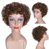 Quantum Love Short Curly Human Hair Wigs for Black Women Mix Brown 6 Inches Afro Kinky Curly Brazilian Virgin Human Hair Short Pixie Cut Wigs