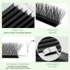 NATUHANA W Shaped Clover Eyelashes Extension 3D Premade Fans 0.07mm D Curl 8-14 Mixed Tray Volume Lash Cluster W Lashes Supplies Automatic Blooming Flower Lash Extensions (3D black ; 0.07 D-8-14 MIX)