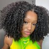 ISEE Wear and Go Glueless Wig Afro Kinky Curly Lace Front Wigs Human Hair 6x4 HD Lace Afro Curly Wigs for Women Lace Pre Cut Glueless Wigs Human Hair Pre Plucked 16 Inch