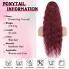 Red Ponytail Extension Drawstring Ponytail for Women 26 Inch Burgundy Curly Wavy Pony Tails Hair Extensions Synthetic Hairpiece for Women Daily Party Use, Wine Red