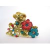 Generic Medium small multi- colored jeweled antique bronze metal hair claw clip