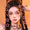 Paderison 10Pcs Pink Star Hair Clips for Girls Kawaii Hair Accessories for Women Y2k Snap Star Hair Barrettes Non Slip Star Clips for Kids Metal Star Hair Clips Y2K 2000s Rave Accessories