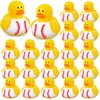 24 Pieces Baseball Rubber Ducks Mini Ducks Yellow Rubber Ducky Bath Toys Baseball Party Favors for Bathtub Gift Classroom Summer Beach Pool Activity Carnival Game