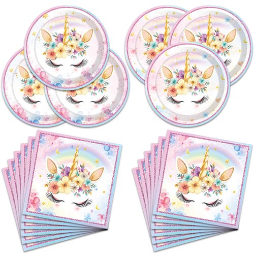 40 Pcs Unicorns Birthday Decorations For Girls Birthday Party Supplies Set Unicorns Plates and Napkins Magical Unicorns Birthday Party Decorations for Girls and Baby Shower