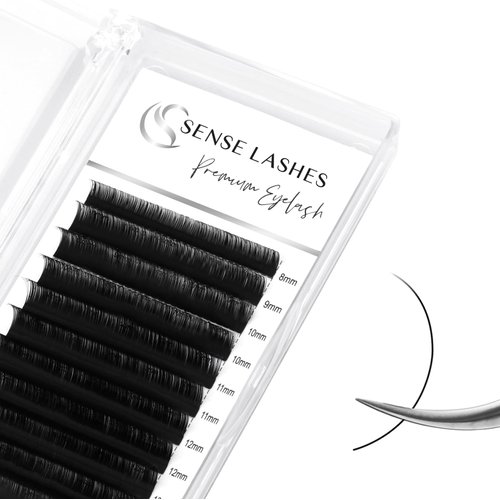 Lash Extension,SENSELASHES 0.03-0.15 C/CC/D/L/B/J/M Curl 8-20mm Individual Lashes Professional Use Eyelash Extensions Premium Volume,Slik Soft&Matte Black (0.05C 8-15mix)