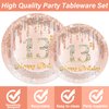Chunnin 96 Pcs Rose Gold 13th Birthday Party Plates and Napkins for Girls Rose Gold 13th Birthday Party Supplies Happy 13th Birthday Party Tableware Set for 24 Guests Party Decorations