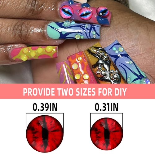 Jremg Halloween Eyeball Nail Art Charms Devil Eye Nail Art Rhinestones Gothic 3D Cool Eye Shape Nail Diamonds Y2K Vintag Eyeball Crystal Nail Gems for Women Girls DIY Manicure Nail Decoration 50Pcs