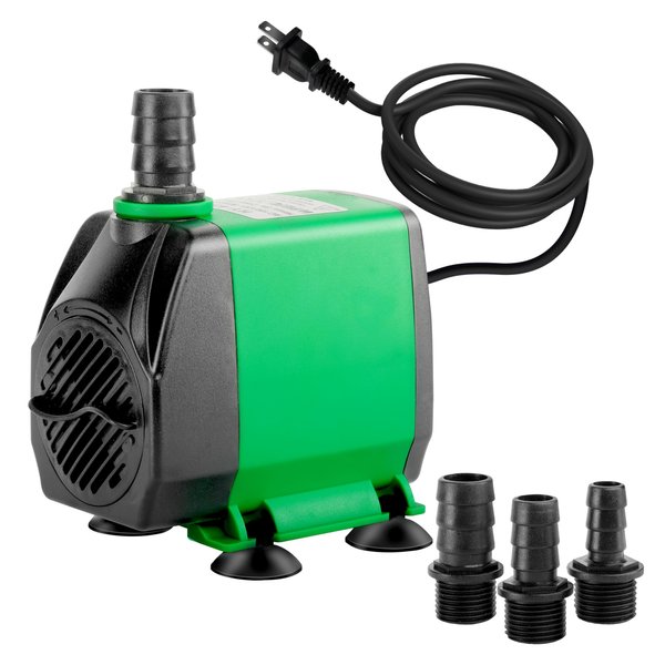 Simple Deluxe 10ft High Lift 800GPH 24W Submersible Pump (3000L/H) with 3 Size Nozzles for Fish Tank, Pond, Aquarium, Statuary, Hydroponics, Fountain, Green