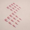Bellelfin 24Pcs Medium Coffin Press on Nails, Glossy Gradient Nude Pink Fake Nails Cute Short False Nail Glitter Design Acrylic Glue onNails for Women Girls Artificial Fingernails