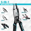 DURATECH 5-in-1 Wire Stripper, 8" Wire Stripper and Crimping Tool, Premium CR-V Construction, Needle Nose Plier, Multifunctional Electrician Pliers for Crimping, Cutting, Stripping, Shearing, Clamping