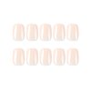 Press on Nails Short Square Fake Nails with Nail Glue Milky White False Nails with Artificial Glossy Designs Acrylic Extra Short Nails Full Cover Stick on Nails for Women Girls