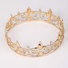 FORSEVEN Full Round King Crown- Metal Rhinestone Crowns and Tiaras for Women and Men Party Prom (HG340 Gold)