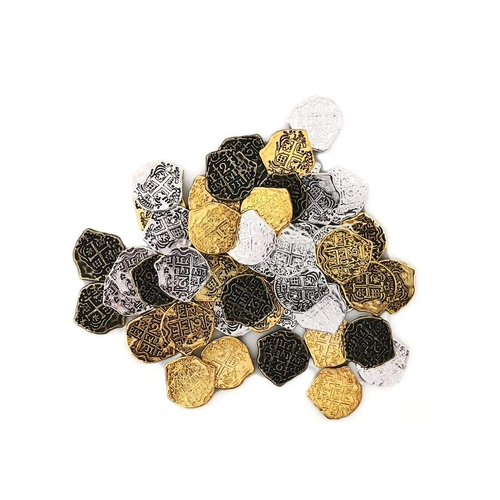 Seven Seas Pirates Coins - Golden & Silver Doubloons - Metal - Party & Decorations Supplies - Lot of 100