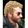 Amnenl Mens Light Blonde Afro Curly Short Wig Fluffy Synthetic Rocker Funcy Male Hair Wig Halloween Cosplay Costume Wig