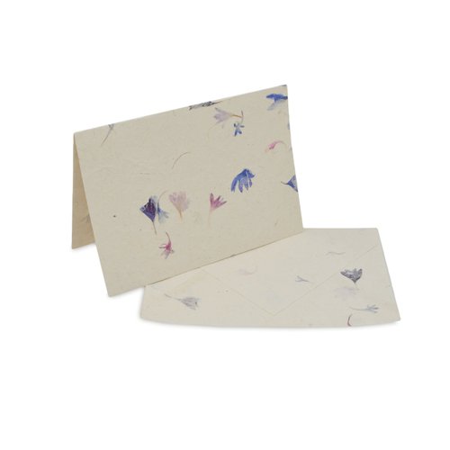 Kathmandu Valley Co. Nepali Cherish Greeting Card & Envelope Box Set with Handmade Lokta Paper from Nepal, 15 Greeting Cards (Cornflower)
