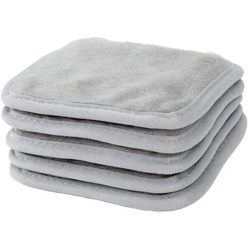 S&T INC. Reusable Makeup Remover Wipes, Microfiber Face Cloths for Washing Makeup and Oil from Skin, Travel Essentials, Grey, 5 Inch x 5 Inch, 5 Pack