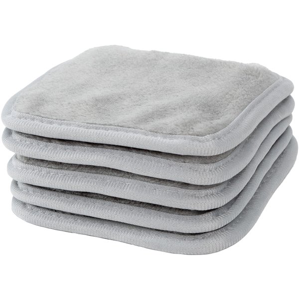 S&T INC. Reusable Makeup Remover Wipes, Microfiber Face Cloths for Washing Makeup and Oil from Skin, Travel Essentials, Grey, 5 Inch x 5 Inch, 5 Pack