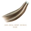 RINBOOOL Tape in Hair Extensions Human Hair, 20 Inch 50 Gram 20 Pieces, Real Natural Remy, 2 Tone Piano Color, Platinum Blonde Highlighted Medium Brown, 6/60