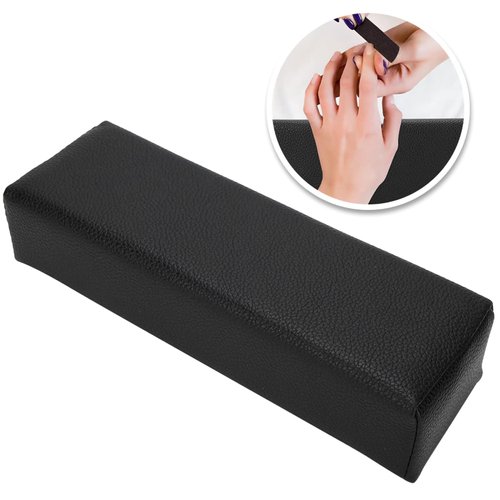 Merterfly Arm Rest for Nails, Pebbled Grain Leather Nail Pillow Hand Rest for Nail Tech Acrylic Nails, Sturdy Manicure Cushion Holder for Nail Salon and Home Use (Black)