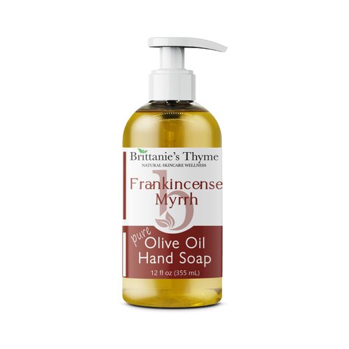 Brittanie's Thyme Organic Natural Hand Soap, 12 oz (Frankincense & Myrrh) Castile Soap Made Olive Oil And Natural Luxurious Essential Oils. Vegan & Gluten Free