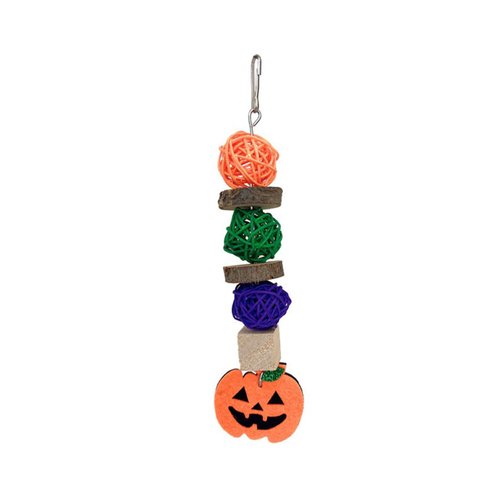Halloween Pumpkin Decor for Parakeets Toy Apples Wood, Pine Wood, Rattan Ball, Felt Material accessoriesies Bird chew Toys Parrot, Hamster Small Pets Halloween Chewing Toys (Leaf Pumpkin)