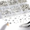 Beadsland 8300PCS Flatback Rhinestones, Clear Rhinestone Nail Gems Round Crystal Rhinestones for Crafts, Mixed 10 Sizes with Wax Pencil and Tweezer Kit, SS3-SS30, Crystal